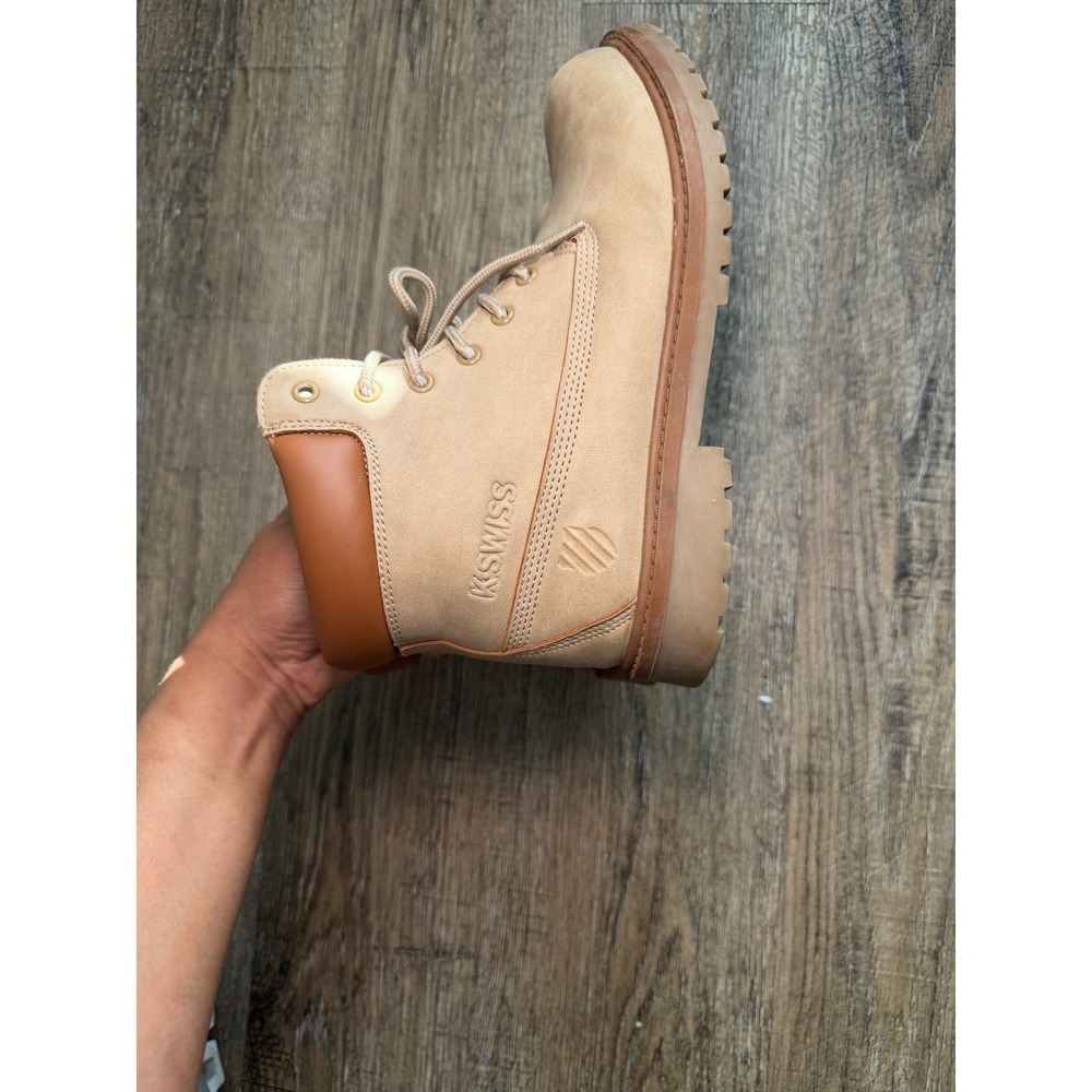 K-Swiss Womens 9FS05231‎ Tan Ankle Work Boots Size 8 Padded Collar Lug Sole